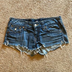 True Religion Joey Cut Off Denim Shorts